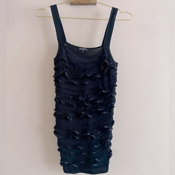 Express Black Ruffle Tank Top || size Medium - Picture 1 of 7